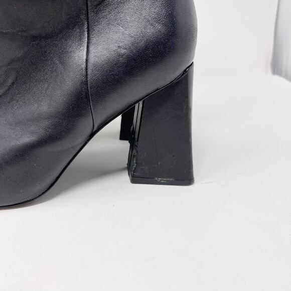 Marc Fisher Womens 9.5 Black Leather Kulika Booties Pointed Toe Wrap Block Heel - Picture 8 of 15